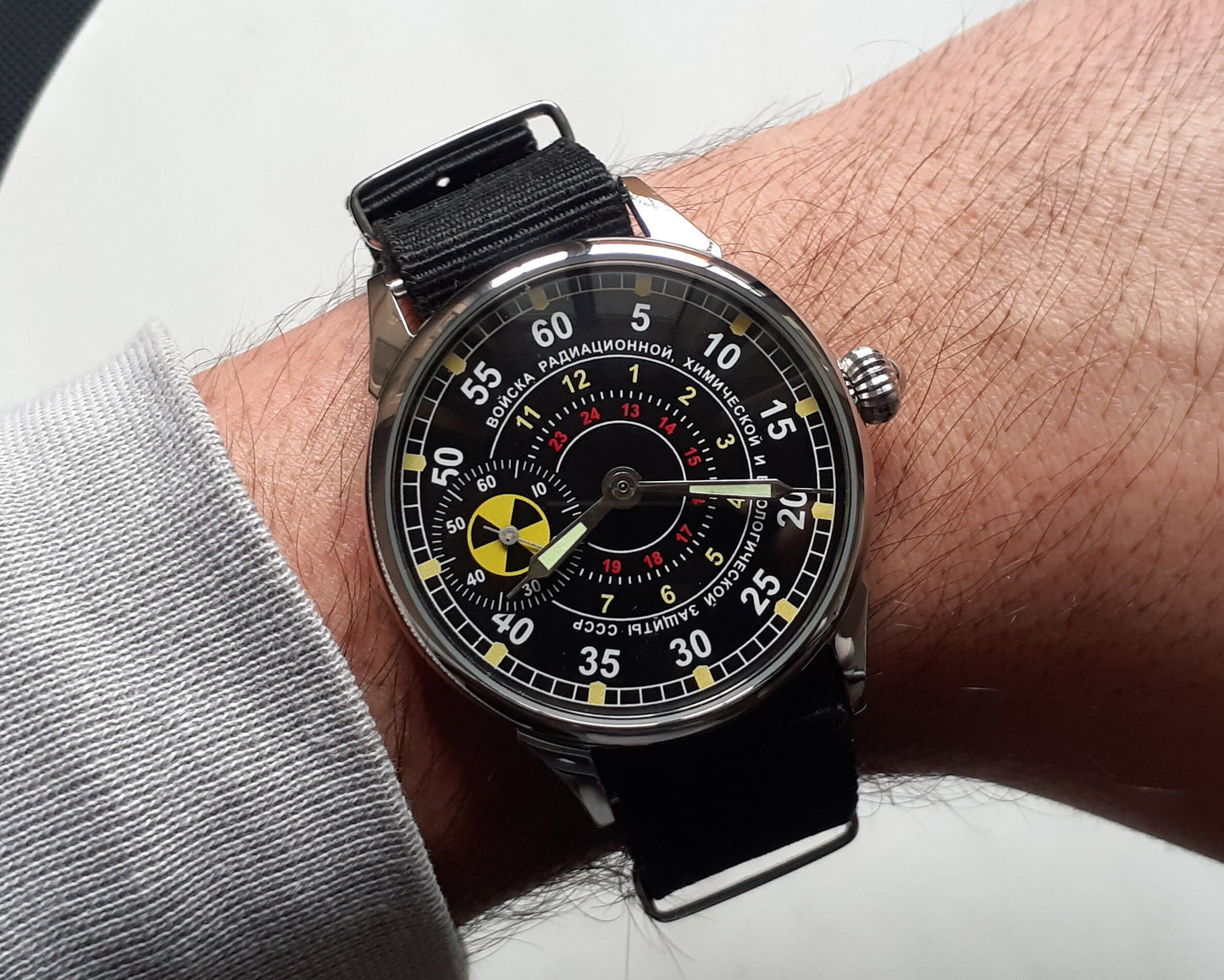 Soviet watch "Molnija"- "Troops of radiation, chemical and biological protection of the USSR", vintage watch, Hazard watch