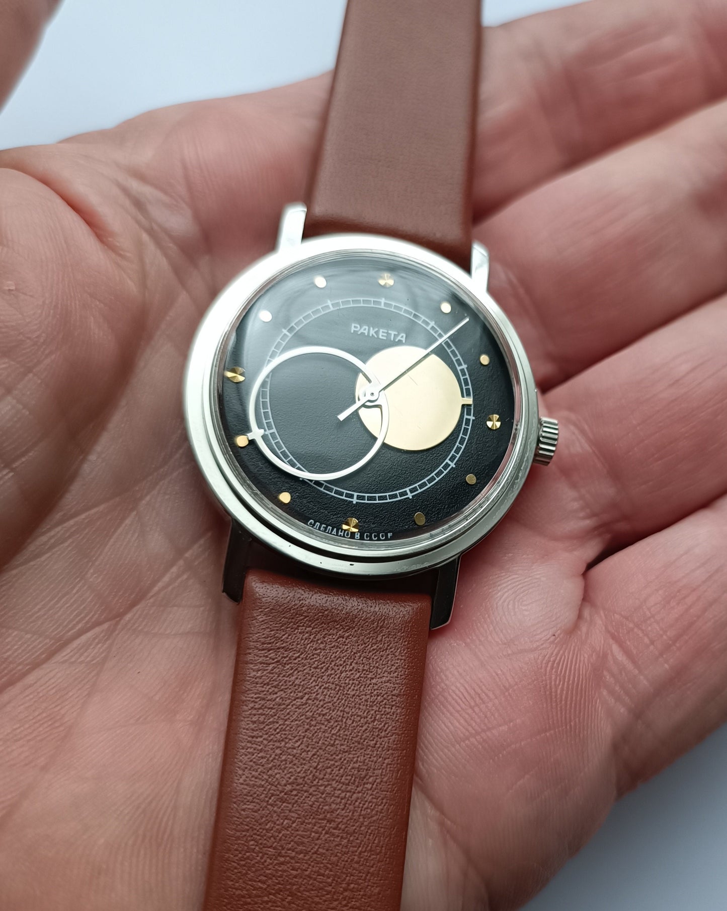 Rare watch, Soviet watch "Raketa", Ukraine watch ,Vintage Watch, Mens watch ,Mechanical watch, Moon Sun watch, boyfriends watch