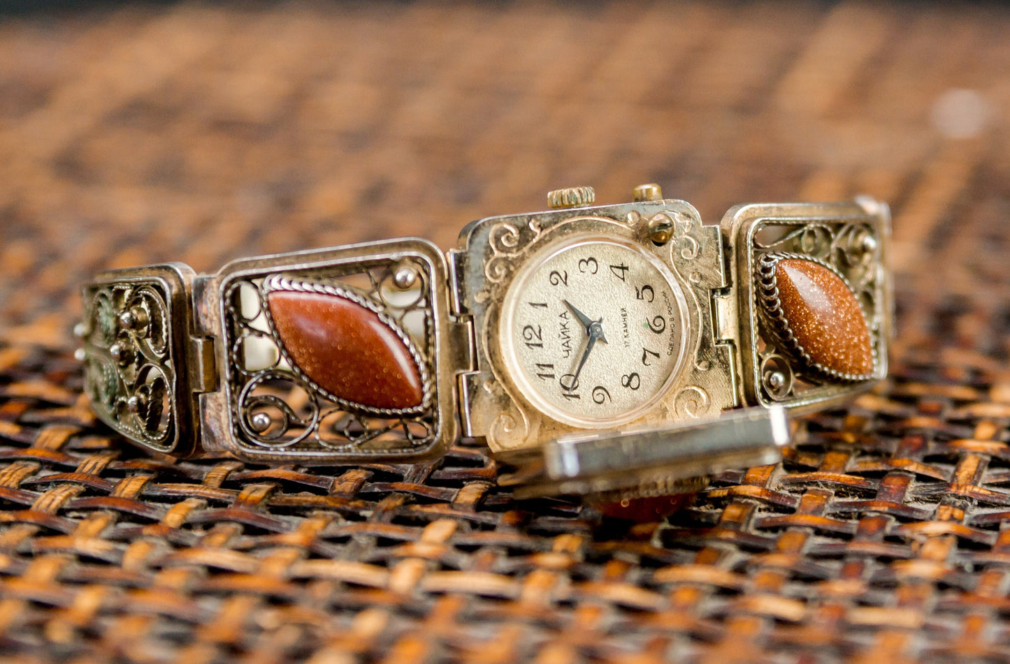Soviet watch "Chaika" with cat's eye bracelet, Vintage Watch ,Ukraine watch ,Womens watch , Mechanical watch