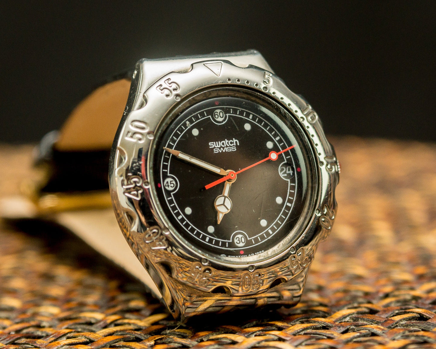 Swiss watch "Swatch" ,Vintage watch ,Mens watch ,Swatch Watch, lack white watch, watch men