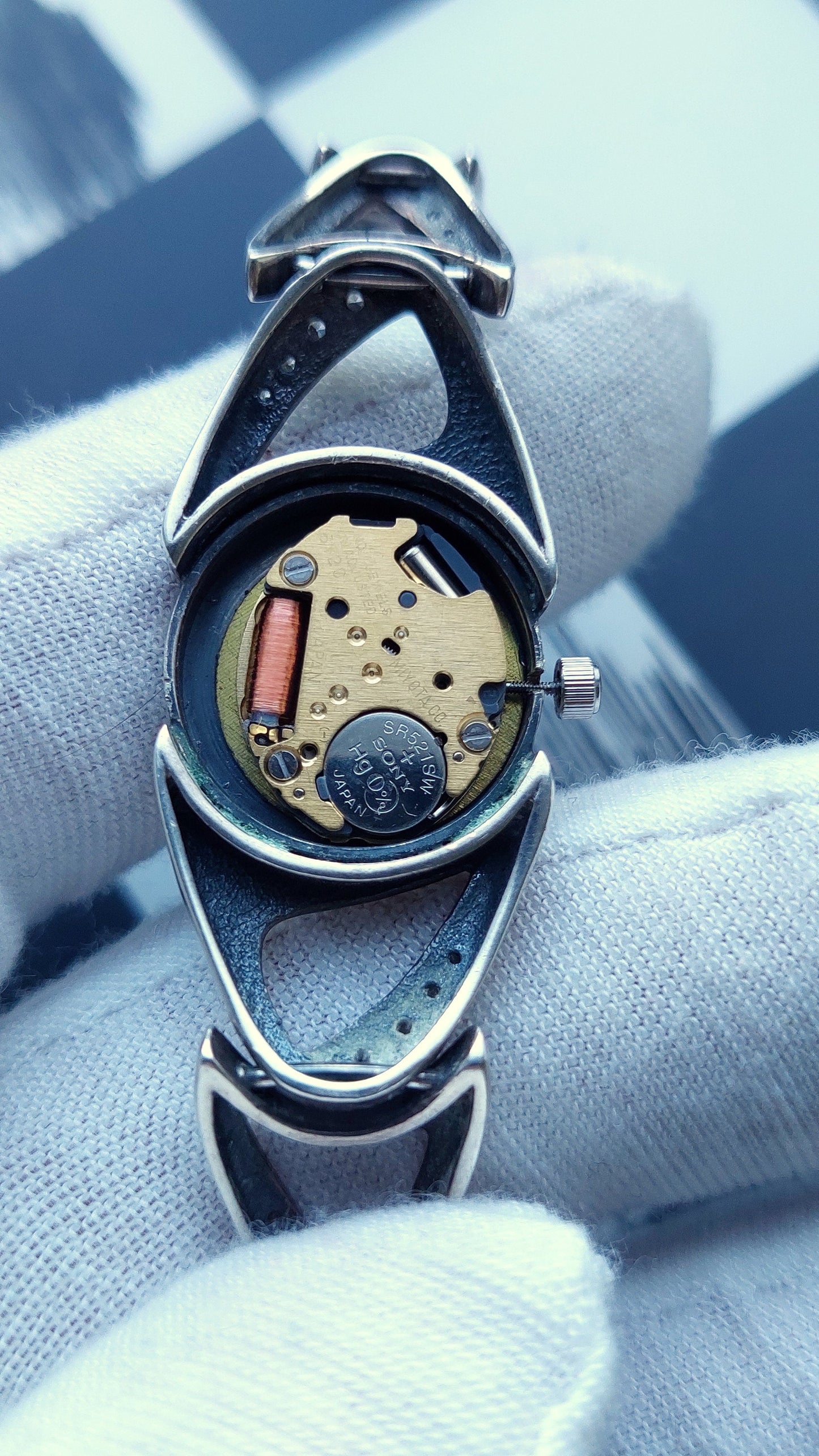 Silver watch"Chaika" , pearl dial with diamonds, Soviet watch ,Vintage Watch,