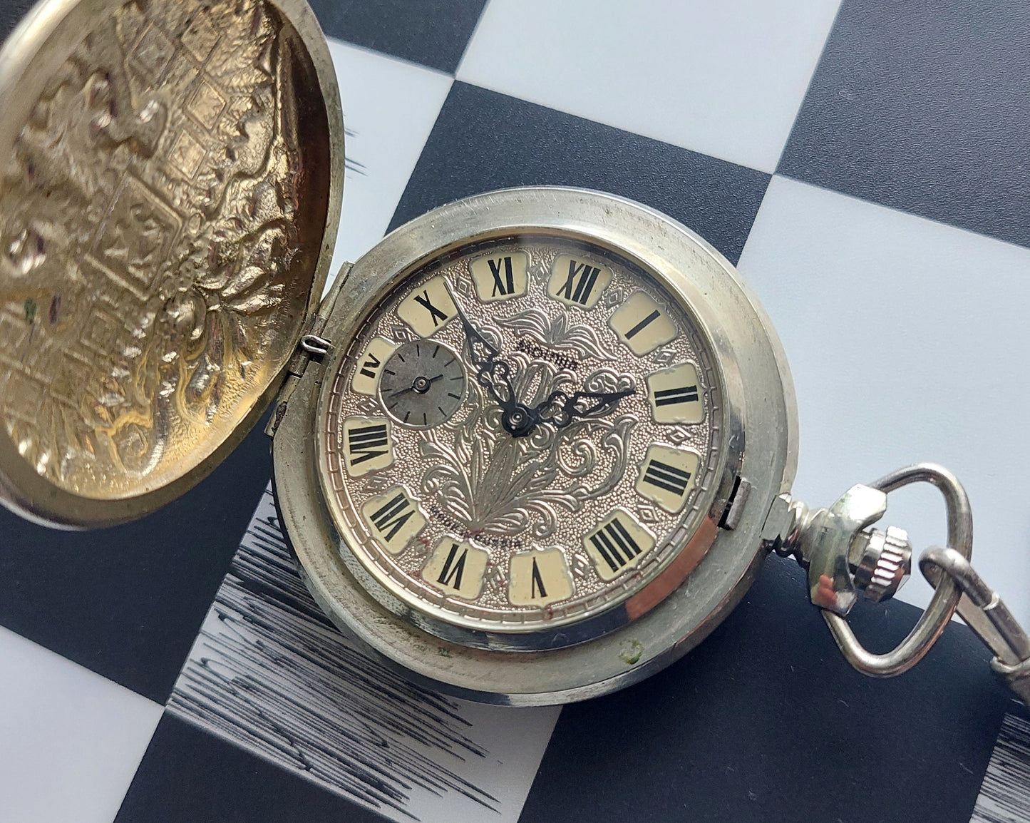 Soviet watch - "Molnija", Saint George and the Two-headed eagle ,vintage pocket watch