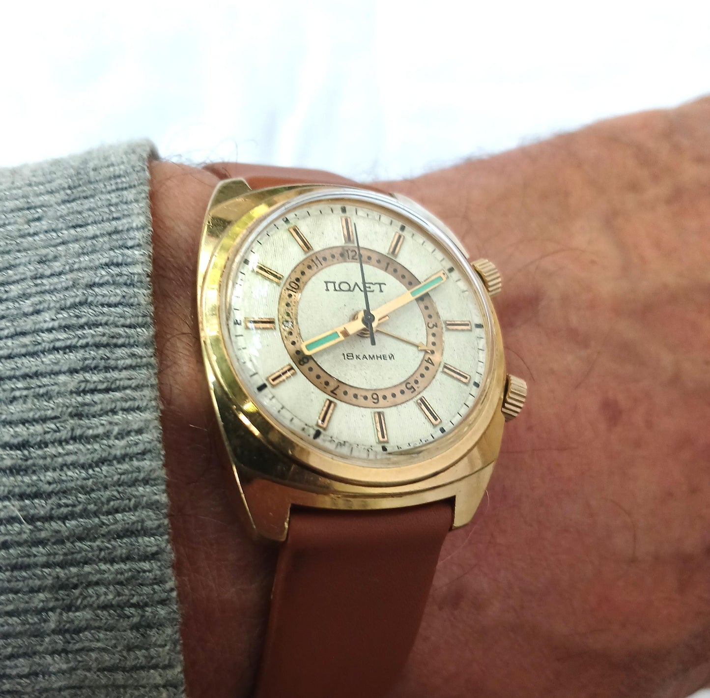 Rare watch "Poljot", Soviet watch, Signal watch, Alarm watch , gold plated watch ,Ukraine watch ,Mens watch ,Mechanical watch