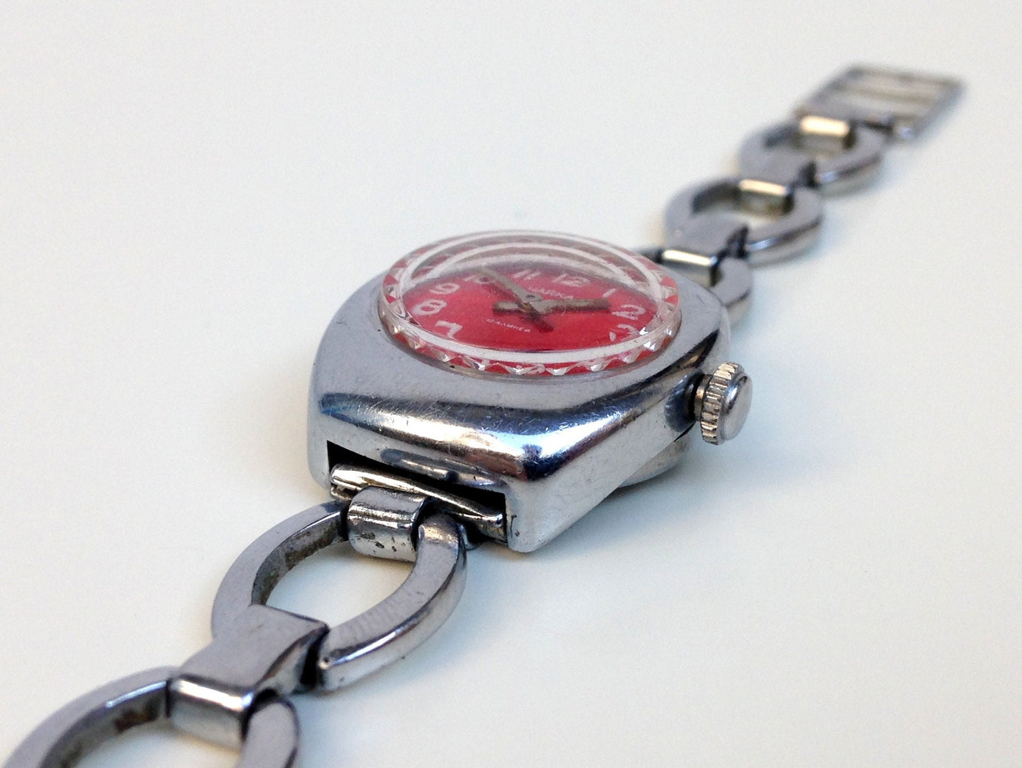 Soviet watch "Chaika", Russian watch ,Vintage Watch, Mechanical watch ,ladies watch red watch