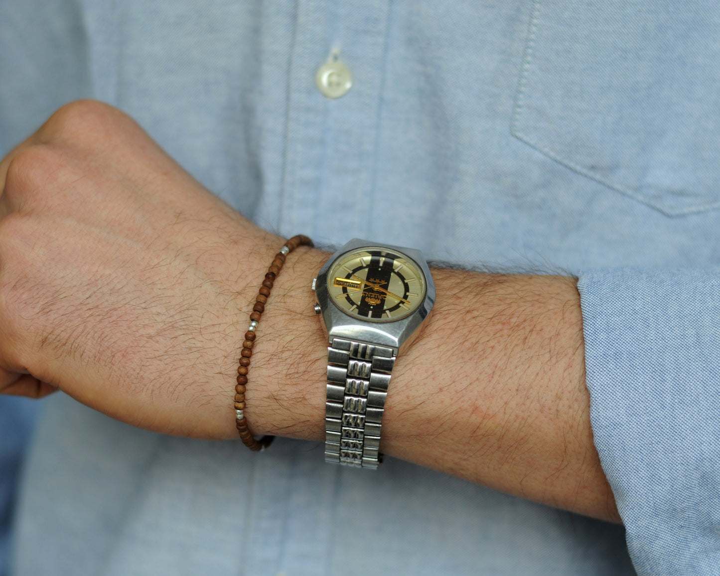 Orient watch, Vintage watch , Japan watch ,Mens watch ,Automatic watch, steel watch, classic watch, white watch, minimalwatch