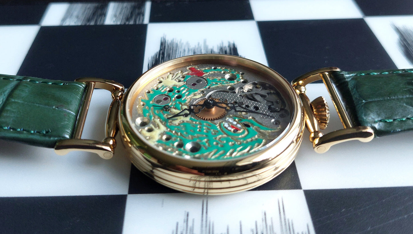 Soviet watch "Molnija"- Dragon watch, Engraved watch, Personalized watch