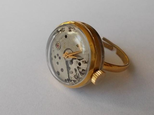 Ring watch, Vintage watch ring, vintage ring watch, Watch ring , Steampunk watch ring, skeleton watch