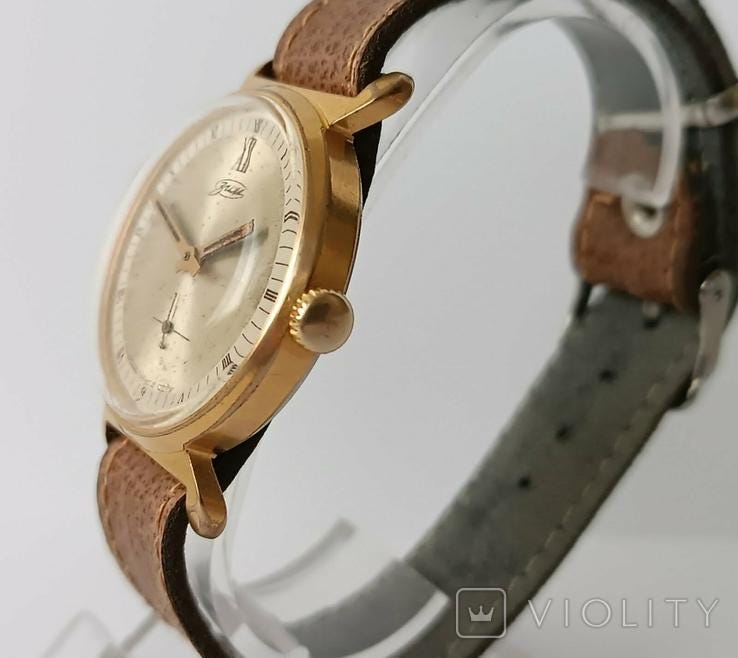 Gold plated watch, Soviet watch "Pobeda", Vintage Watch