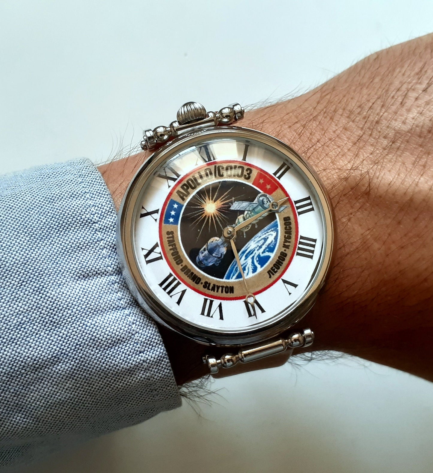 Soviet watch "Molnija"with dial - Soyuz-Apollo mission.