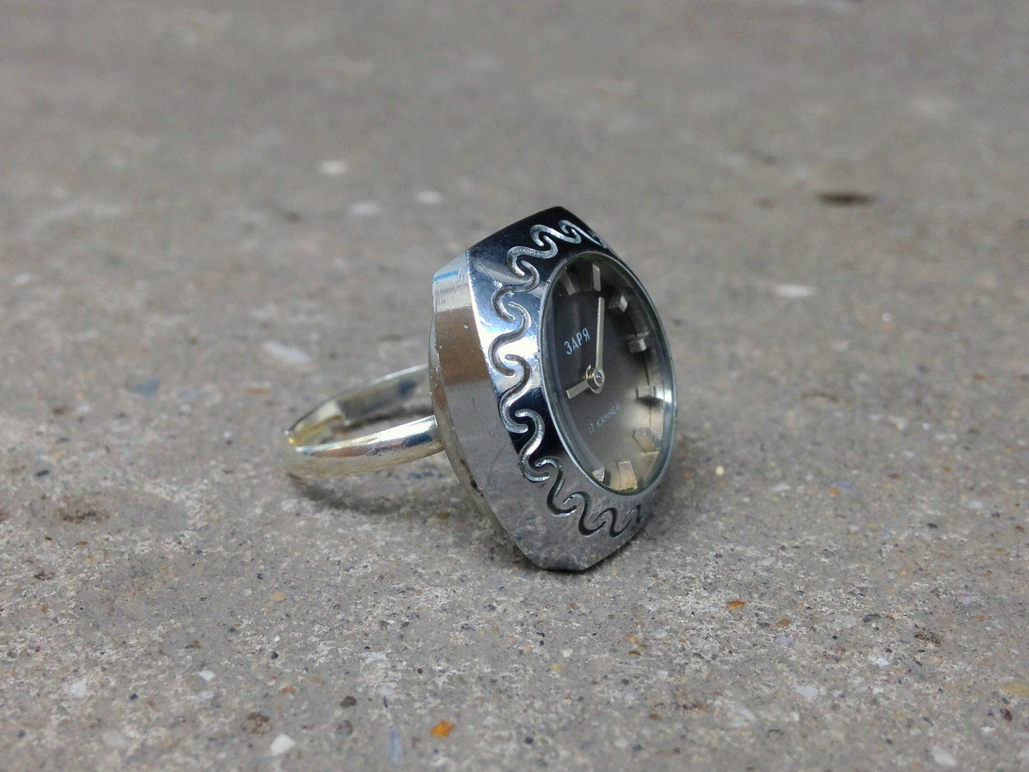 Silver Ring watch, Soviet watch ring, Vintage ring watch, finger ring watch, Ukraine watch , Mechanical watch