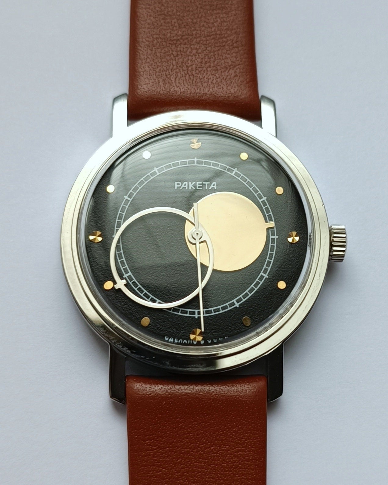Rare watch, Soviet watch "Raketa", Ukraine watch ,Vintage Watch, Mens watch ,Mechanical watch, Moon Sun watch, boyfriends watch