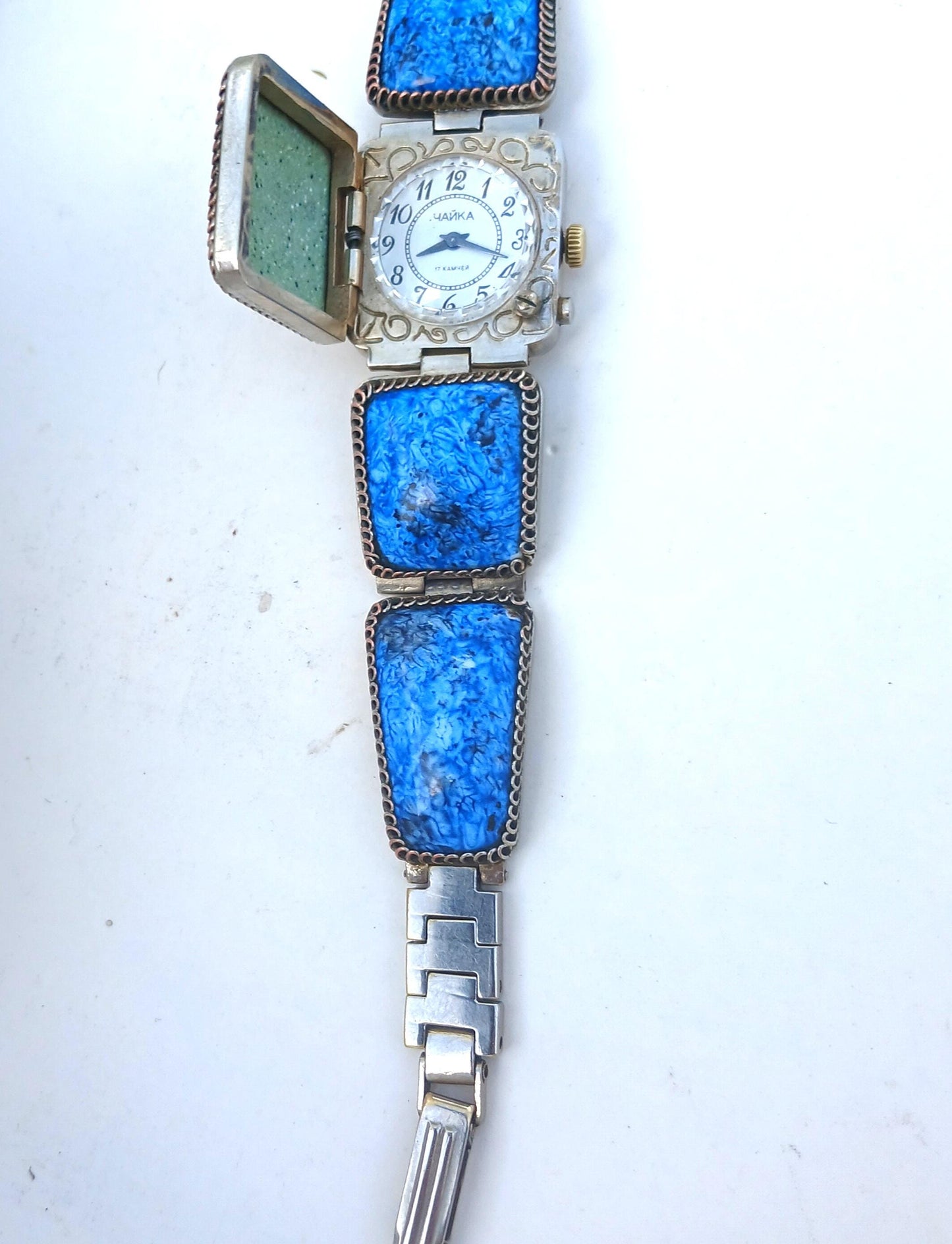Soviet watch "Chaika" with malachite stones, Vintage Watch ,Ukraine watch ,Womens watch ,gold watch , Mechanical watch, Christmas Gift WATCH