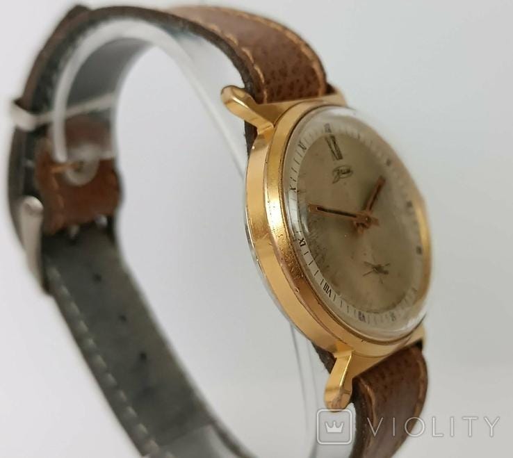 Gold plated watch, Soviet watch "Pobeda", Vintage Watch