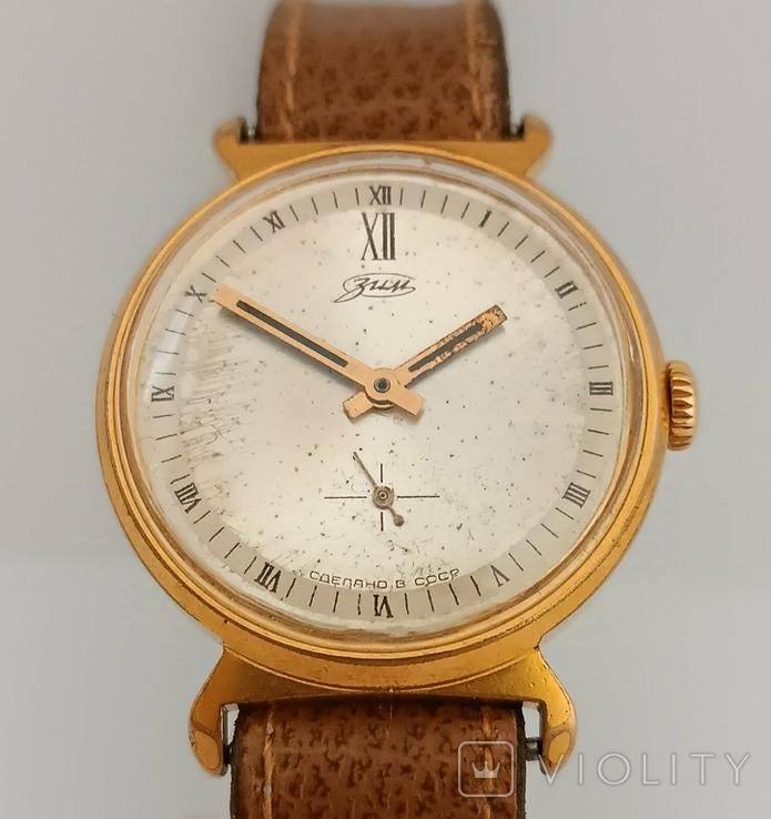 Gold plated watch, Soviet watch "Pobeda", Vintage Watch