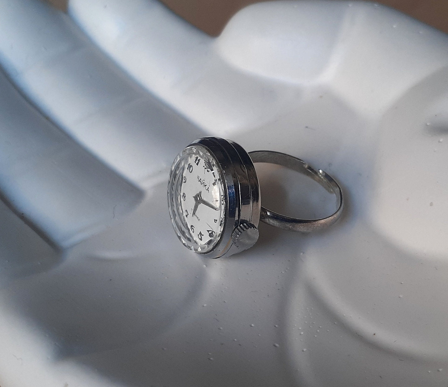 Watch ring "Chaika" ,Soviet watch ,Sterling Silver Ring watch
