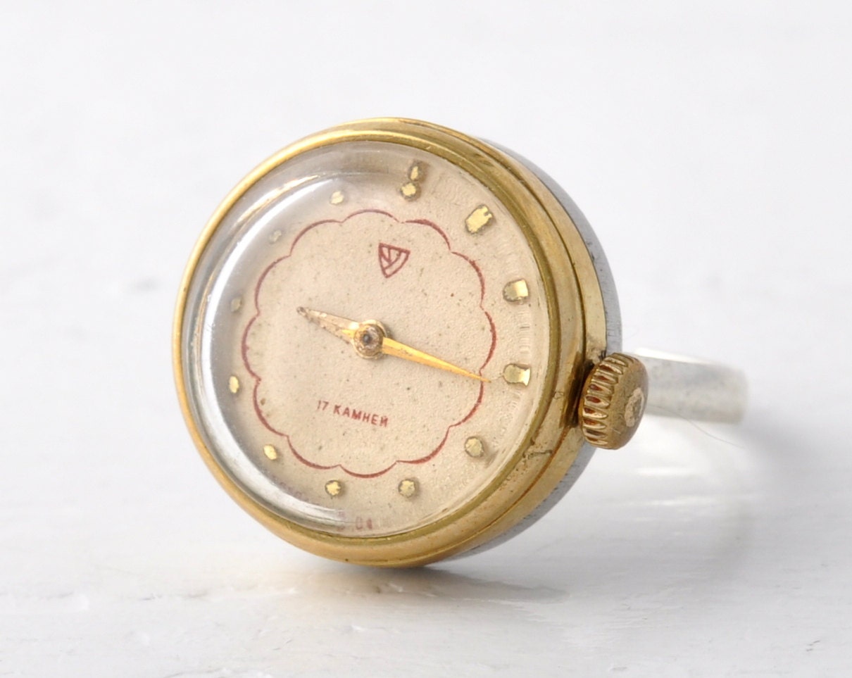 Vintage Ring watch ,Soviet watch , Ukraine watch, Elegant watch ,gold plated watch, Vintage Watch ,Womens watch, Mechanical watch "Ch