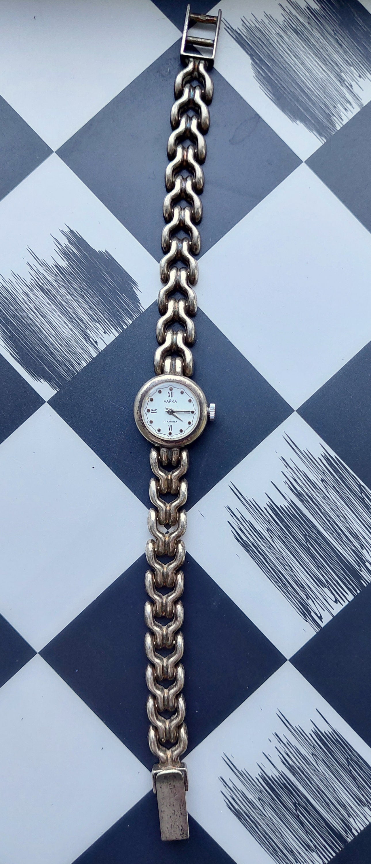 Sterling silver watch, Soviet watch "Chaika" ,Vintage Watch,