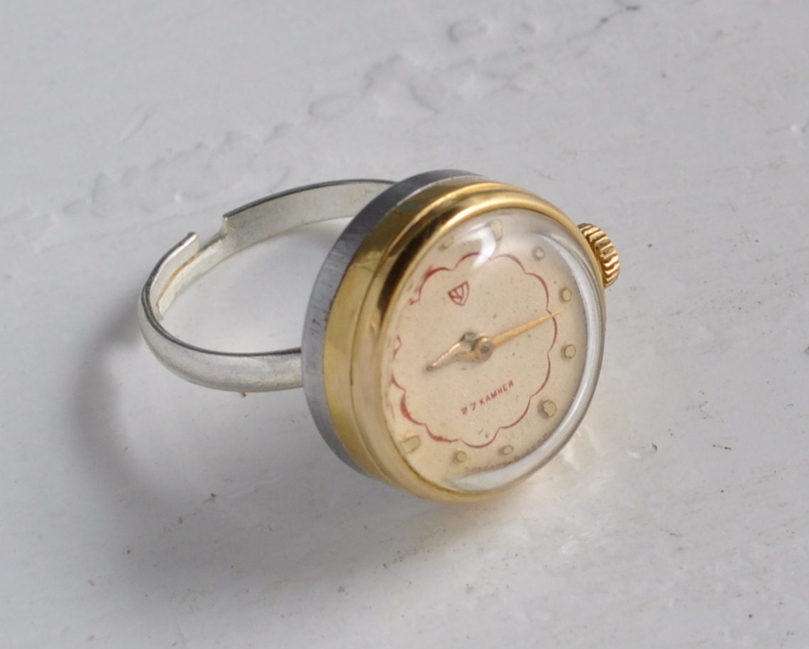 Vintage Ring watch ,Soviet watch , Ukraine watch, Elegant watch ,gold plated watch, Vintage Watch ,Womens watch, Mechanical watch "Ch