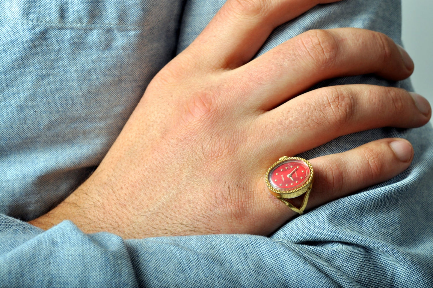 Soviet watch "Chaika",Gold Ring watch ,finger ring watch ,Ukraine watch ,red watch Womens watch Mechanical watch