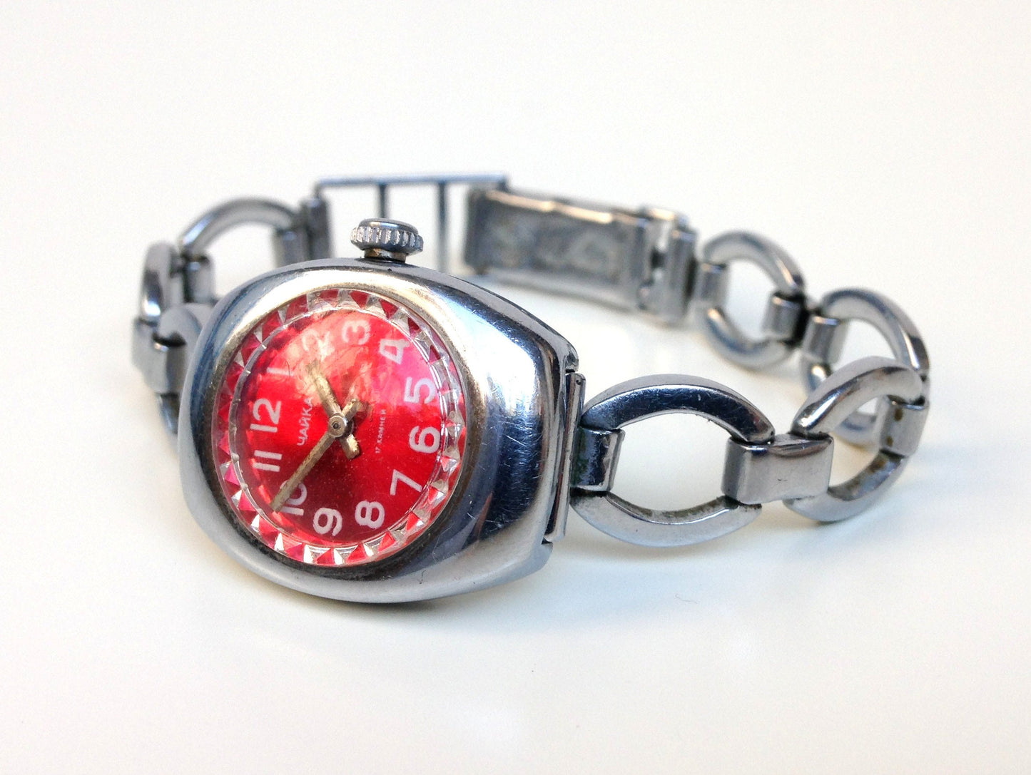 Soviet watch "Chaika", Russian watch ,Vintage Watch, Mechanical watch ,ladies watch red watch