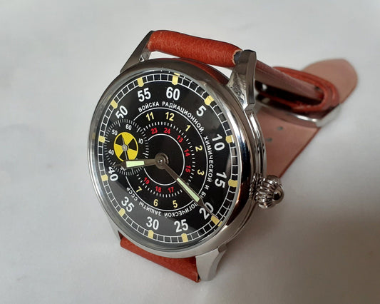 Soviet watch "Molnija"- "Troops of radiation, chemical and biological protection of the USSR", vintage watch, Hazard watch