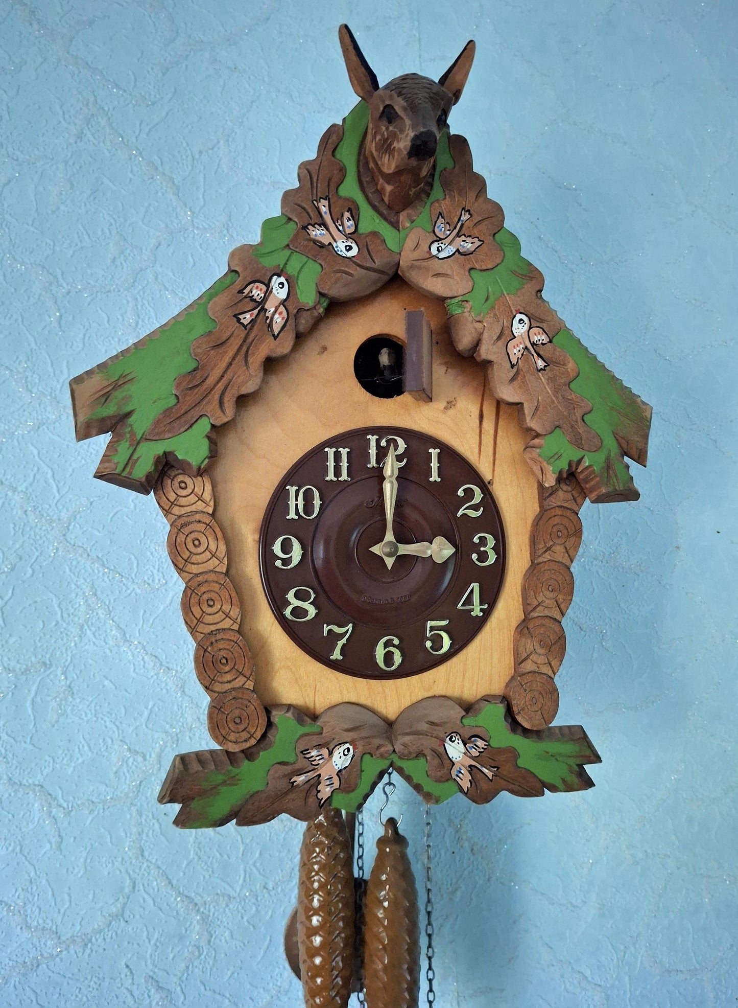 Cuckoo Clock with deer and birds decor , Soviet clock, Alarm clock with cuckoo