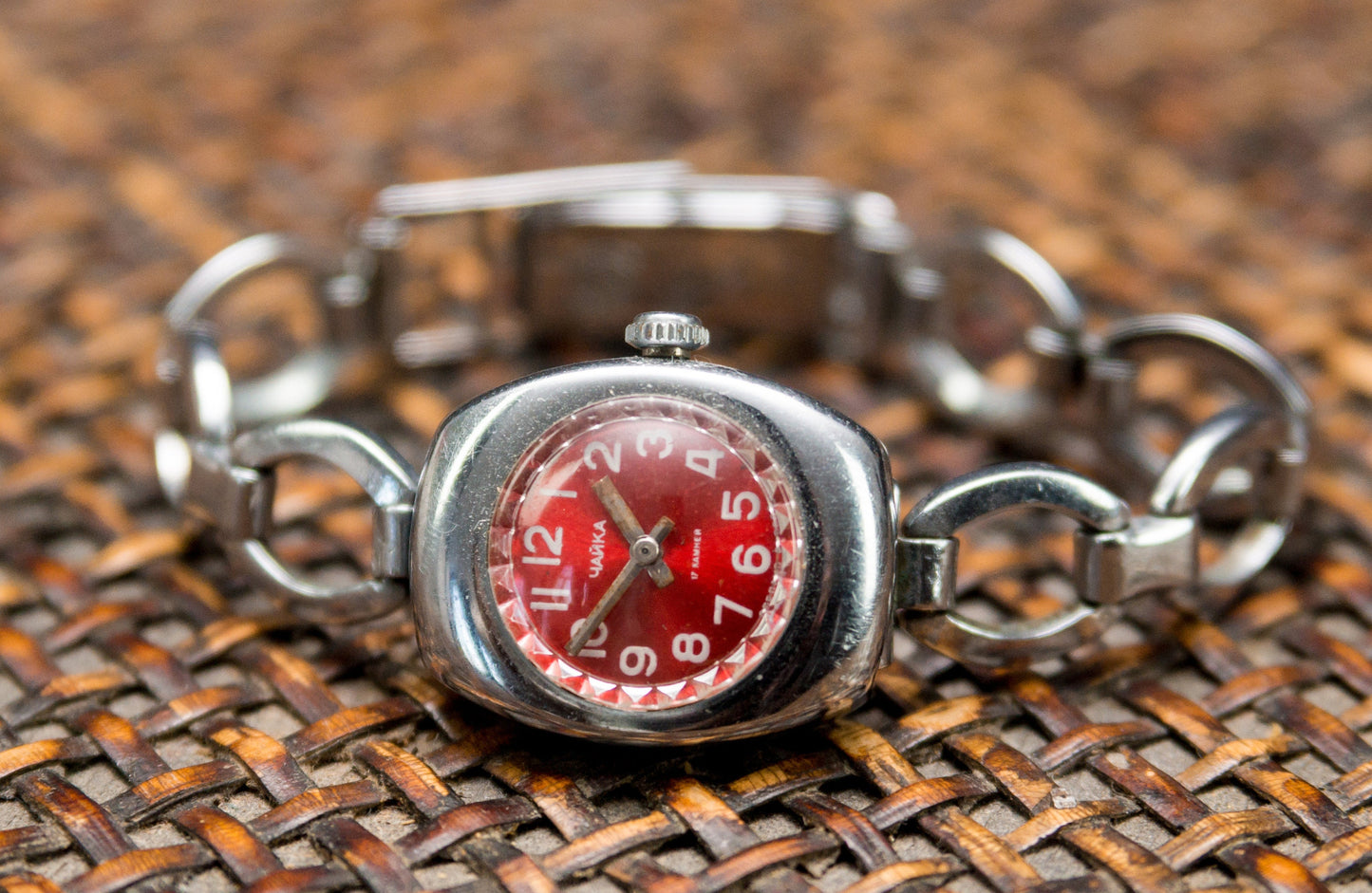 Soviet watch "Chaika", Russian watch ,Vintage Watch, Mechanical watch ,ladies watch red watch