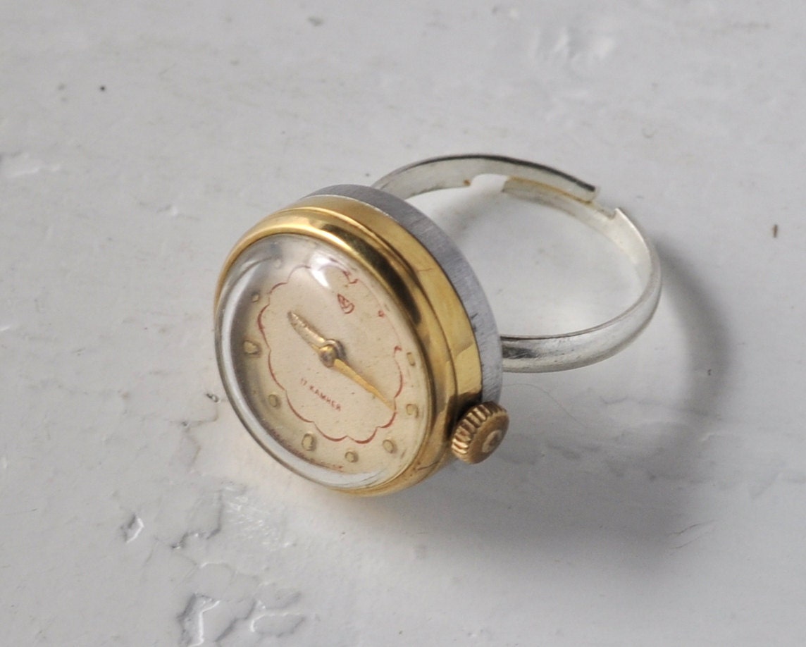 Vintage Ring watch ,Soviet watch , Ukraine watch, Elegant watch ,gold plated watch, Vintage Watch ,Womens watch, Mechanical watch "Ch