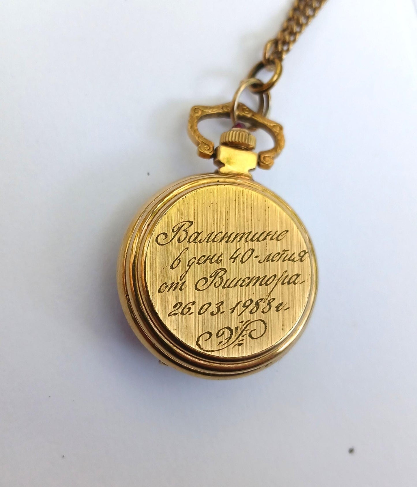 Pendant watch "Chaika", Gold plated watch with enamel , gold watch ,Womens watch, Mechanical watch