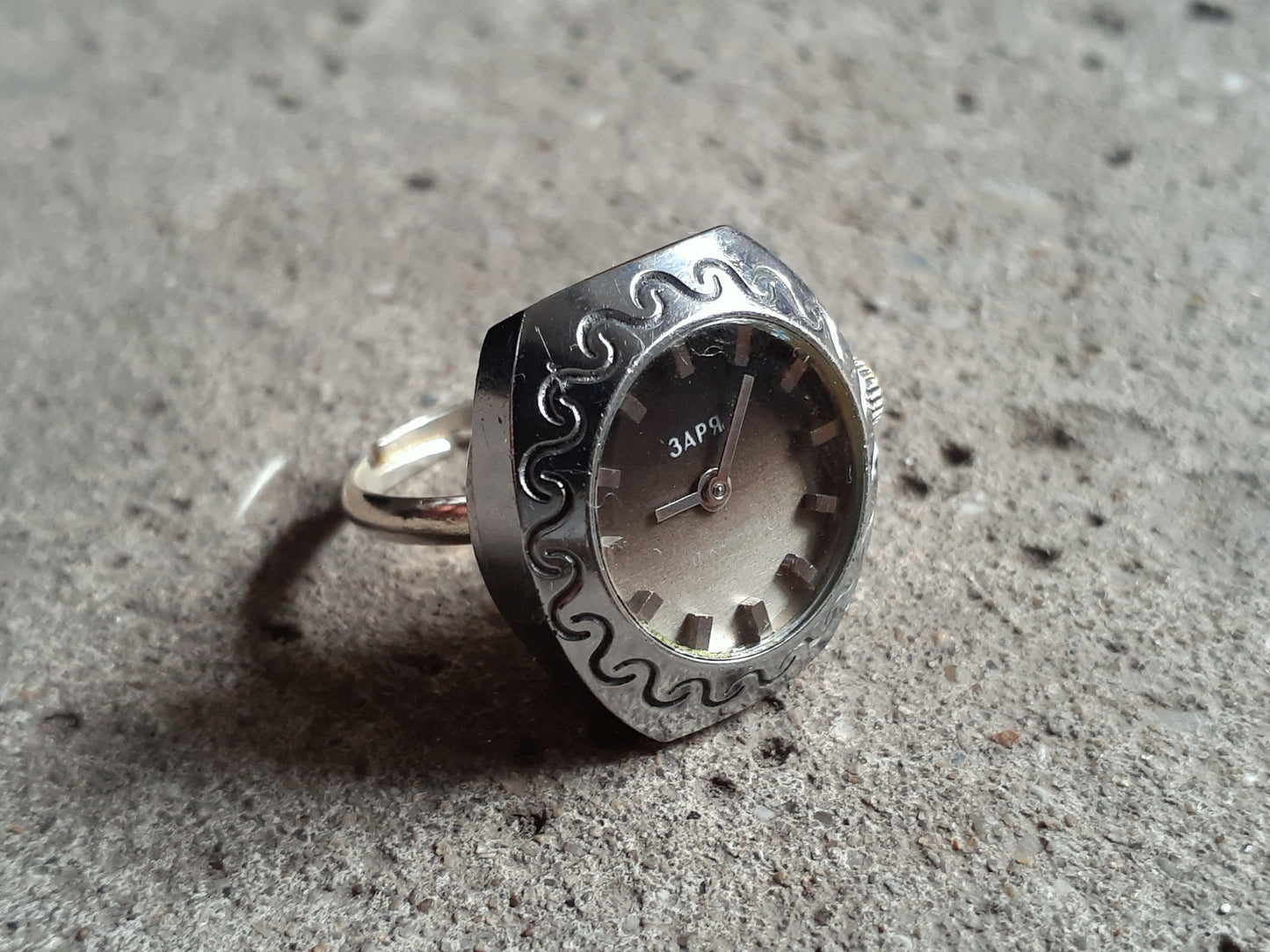 Silver Ring watch, Soviet watch ring, Vintage ring watch, finger ring watch, Ukraine watch , Mechanical watch
