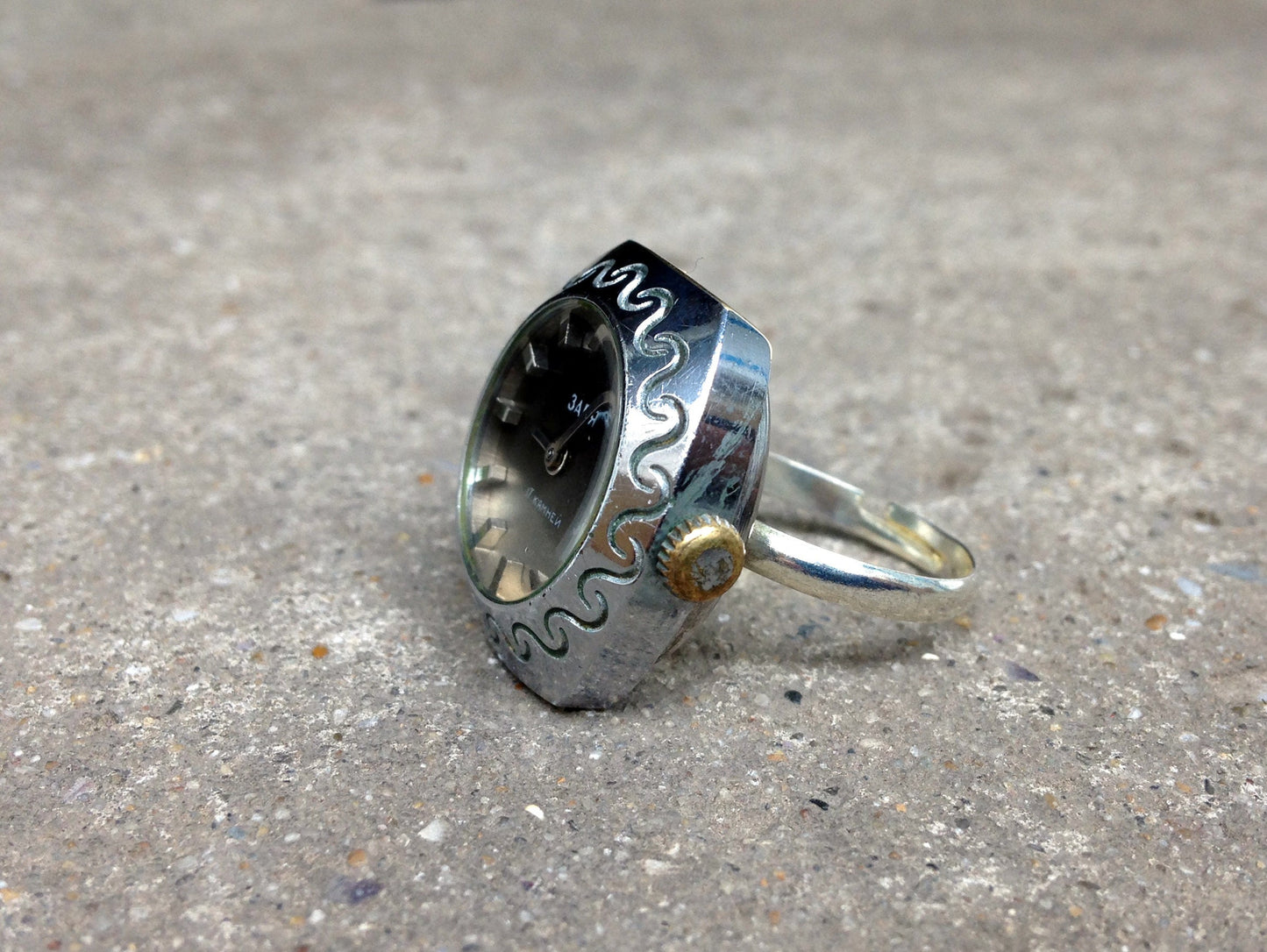 Silver Ring watch, Soviet watch ring, Vintage ring watch, finger ring watch, Ukraine watch , Mechanical watch