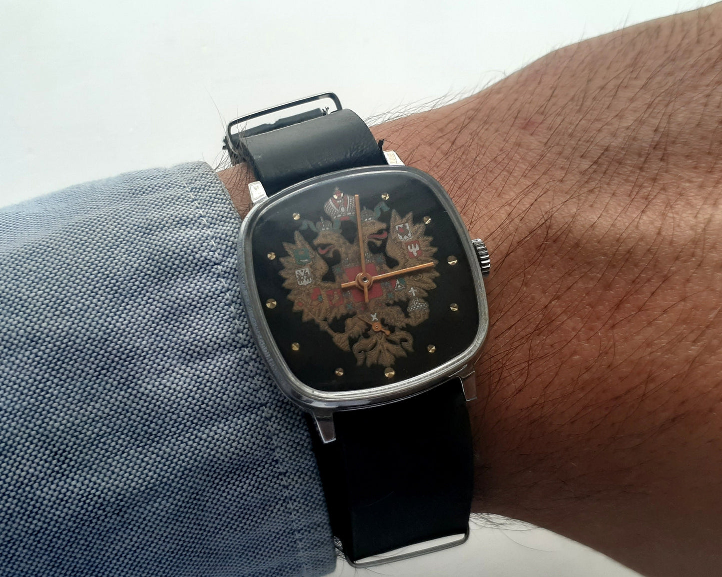Soviet watch "Pobeda" , Two-headed eagle watch, Ukraine watch-Mens watch -Mechanical watch- men's wristwatch working