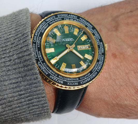 GMT watch, Cities watch, Soviet watch "Raketa" ,Mens watch ,Vintage Watch, Ukraine watch , Mechanical watch