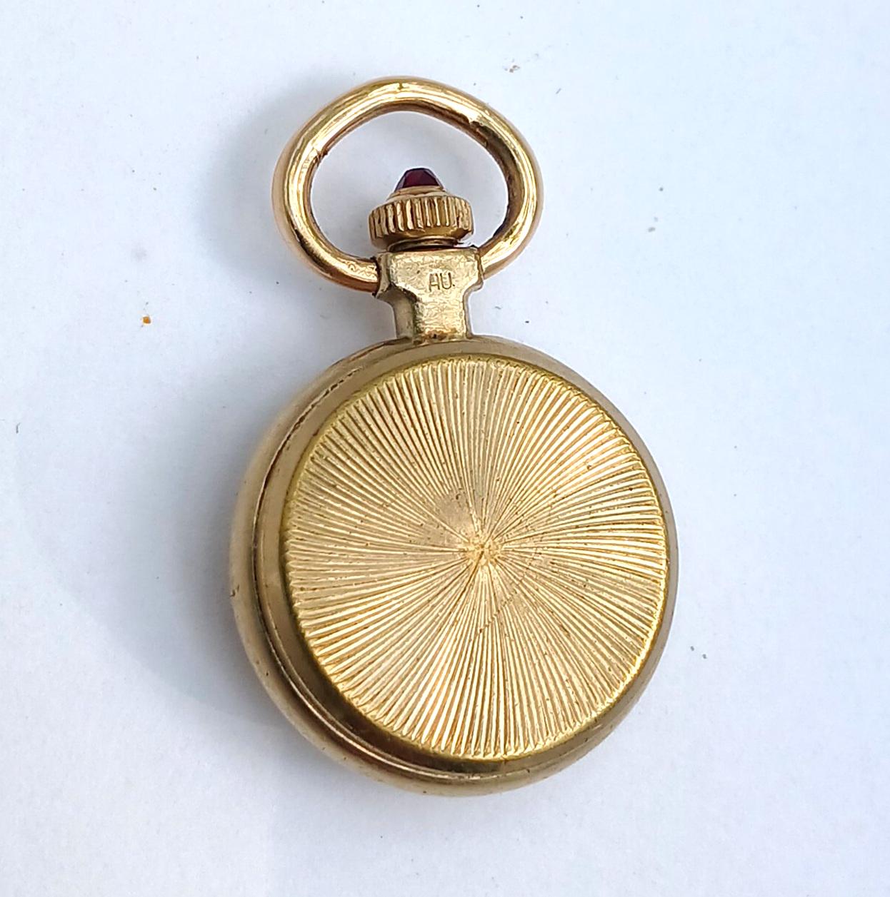 Pendant watch "Chaika", Gold plated watch with enamel , gold watch ,Womens watch, Mechanical watch
