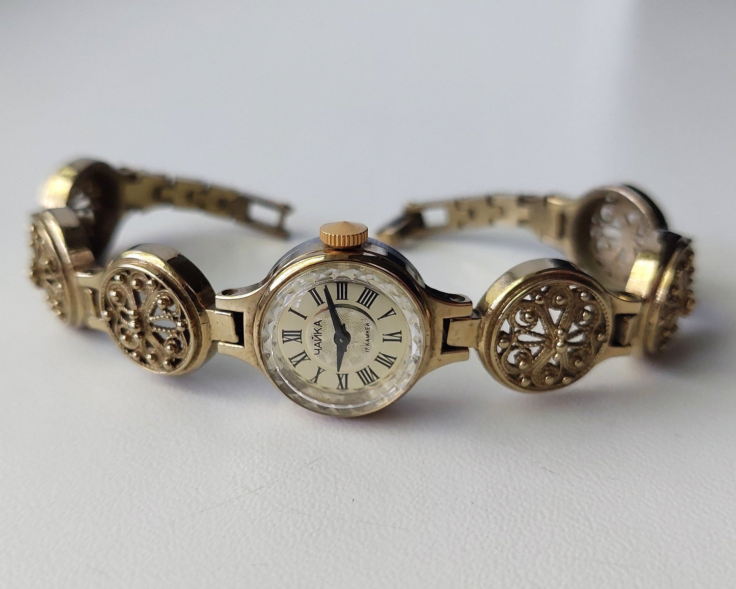 Soviet watch beautiful gold plated bracelet , watch "Chaika" , Vintage Watch ,Womens watch , Mechanical watch