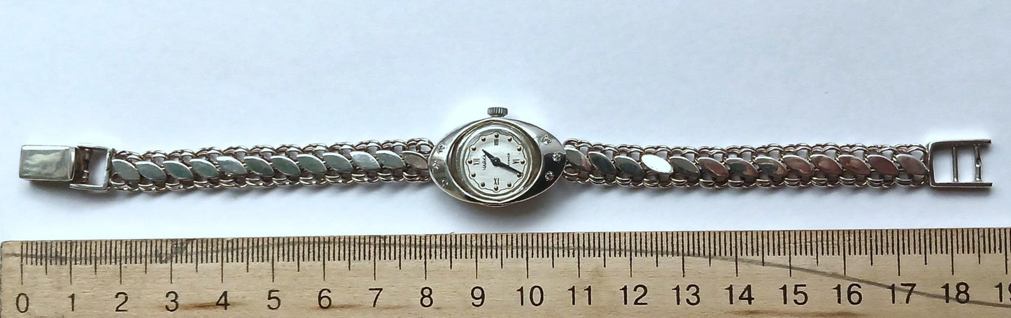 Sterling silver watch, Soviet watch "Chaika" ,Vintage Watch,