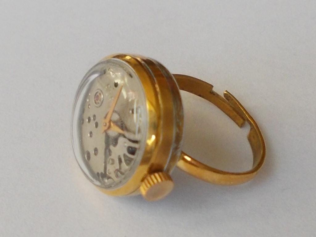 Ring watch, Vintage watch ring, vintage ring watch, Watch ring , Steampunk watch ring, skeleton watch
