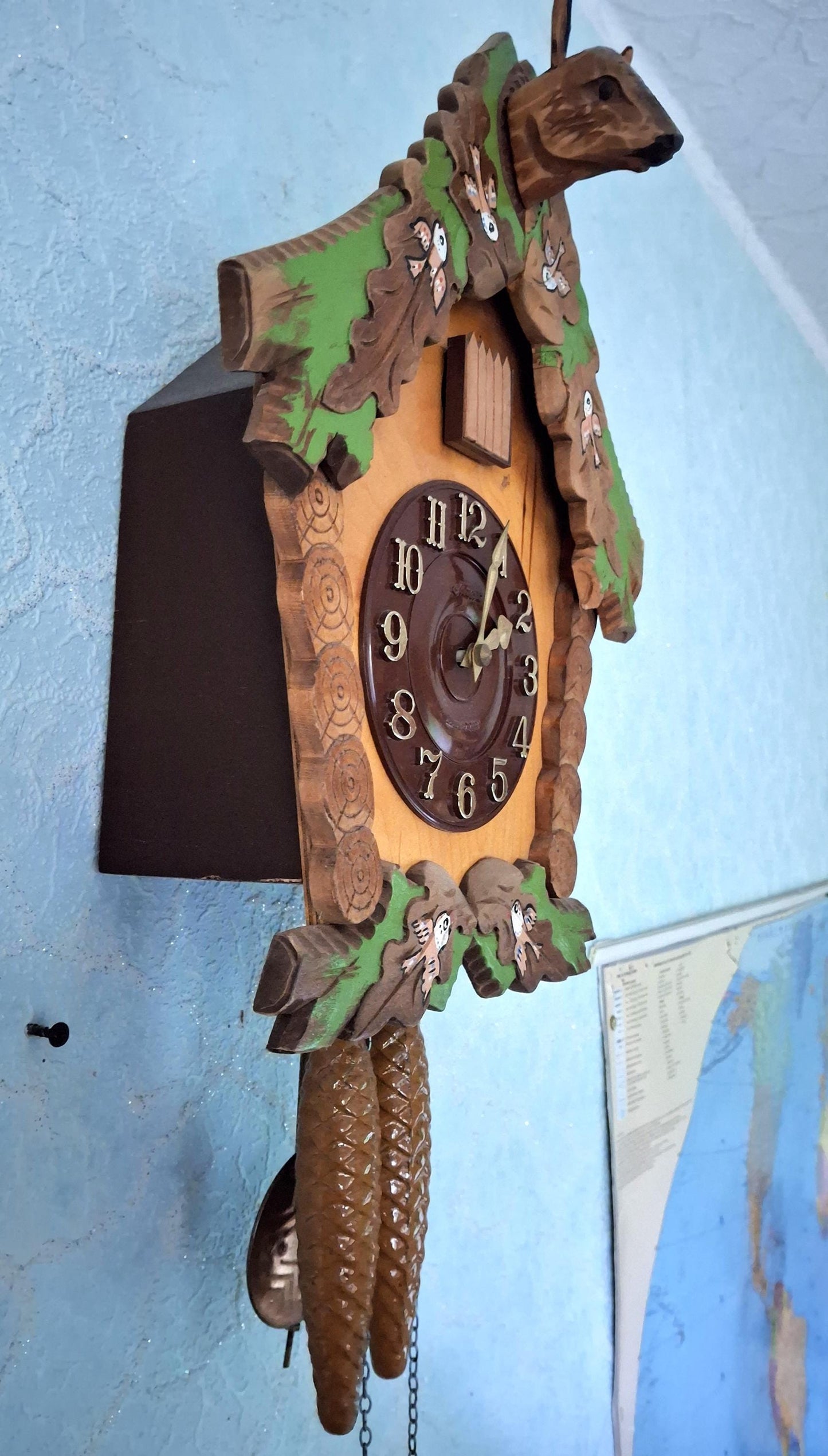 Cuckoo Clock with deer and birds decor , Soviet clock, Alarm clock with cuckoo