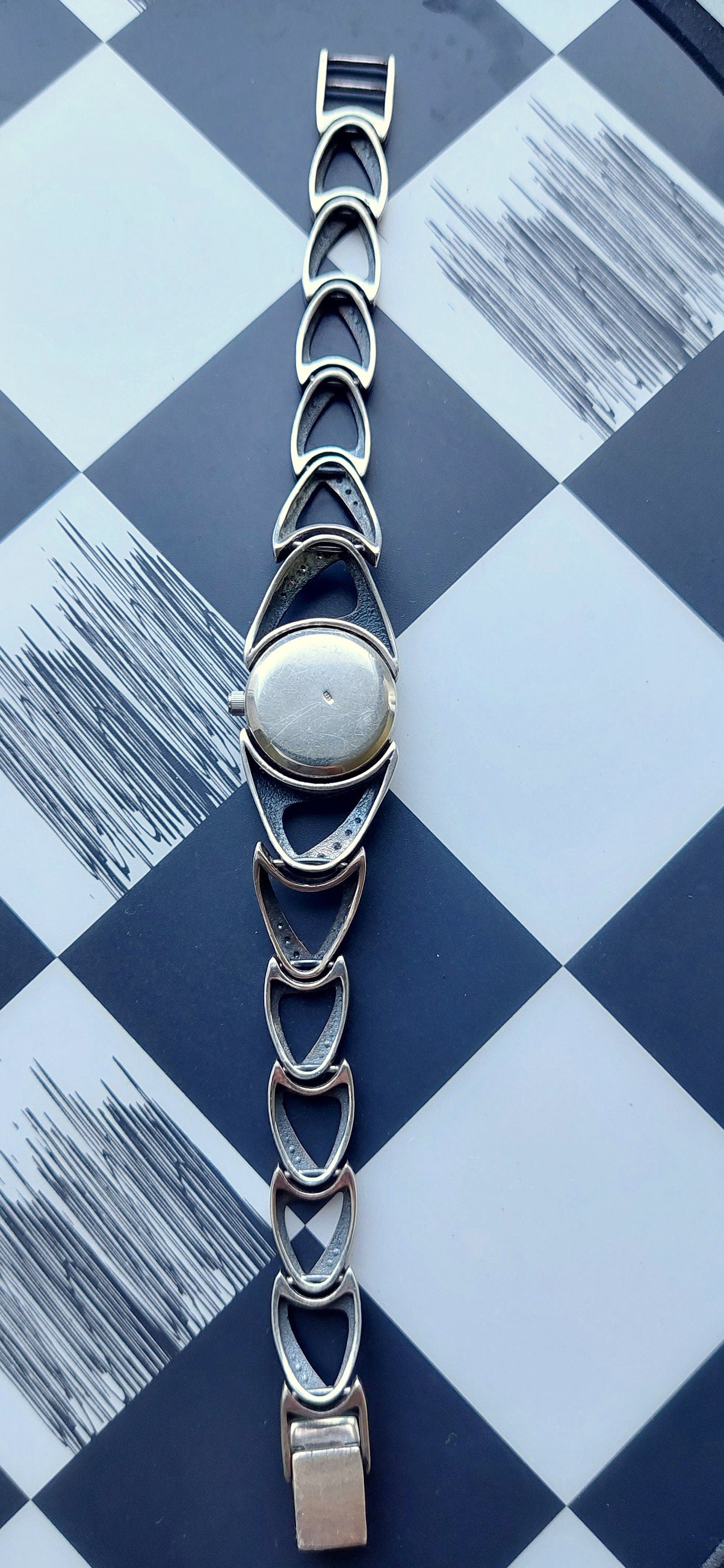 Silver watch"Chaika" , pearl dial with diamonds, Soviet watch  ,Vintage Watch,