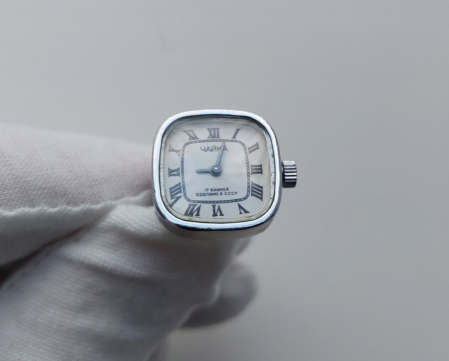 Watch ring "Chaika" ,Soviet watch ,Sterling Silver Ring watch