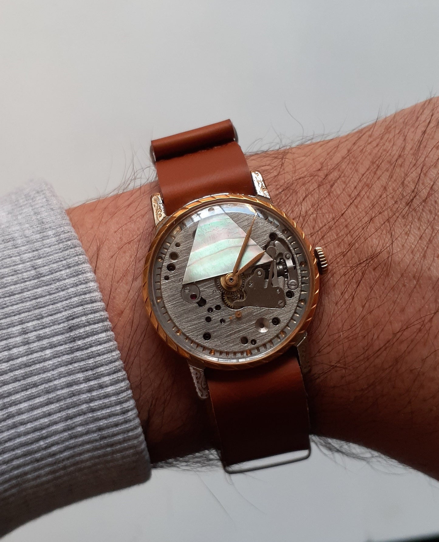 Skeleton Watch with pearl pyramid ,Soviet watch ,Ukraine watch ,Vintage Watch ,Mens watch ,Mechanical watch, classic watch- USSR Vintage