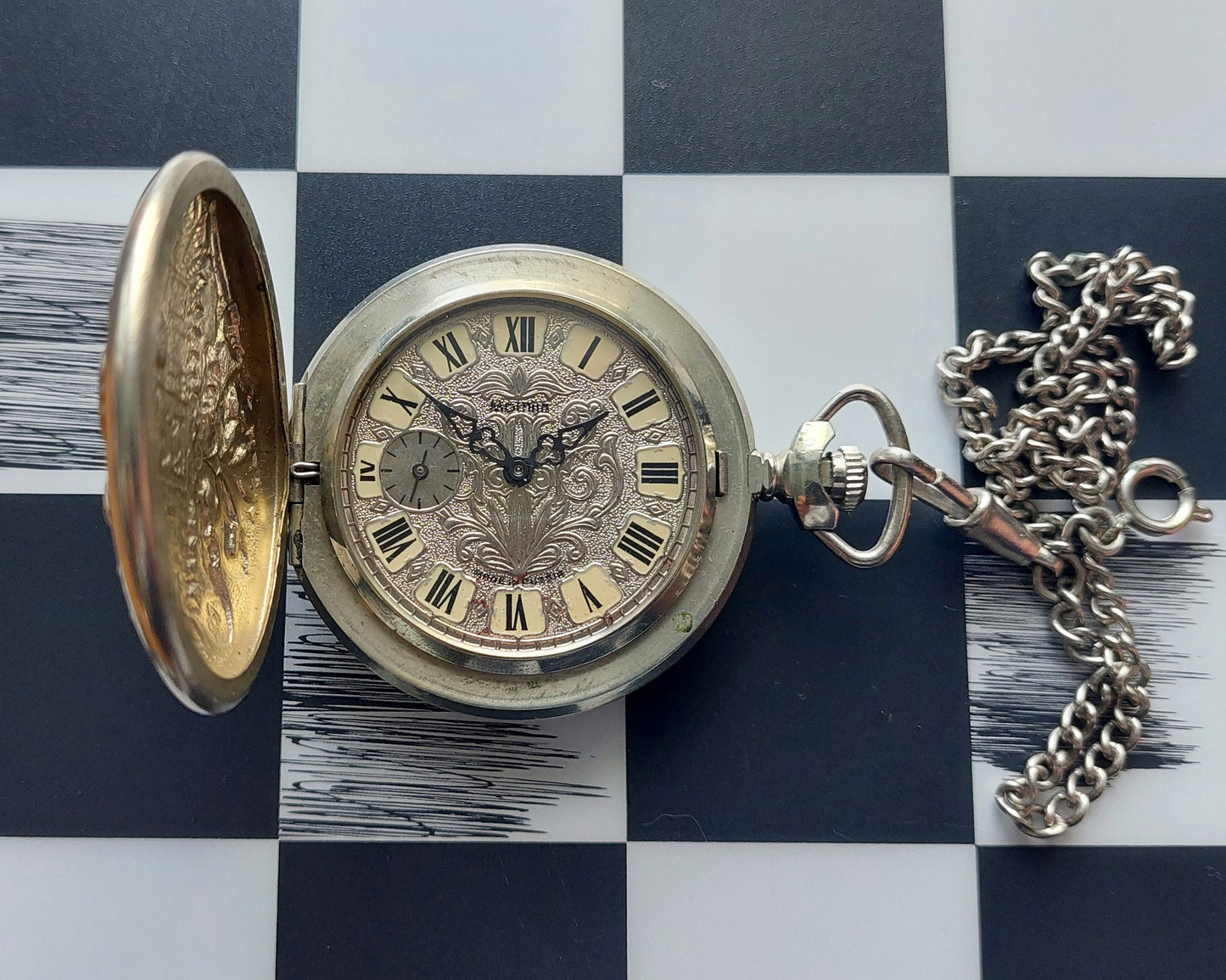Soviet watch - "Molnija", Saint George and the Two-headed eagle ,vintage pocket watch