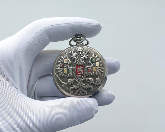 Soviet watch - "Molnija", Saint George and the Two-headed eagle ,vintage pocket watch