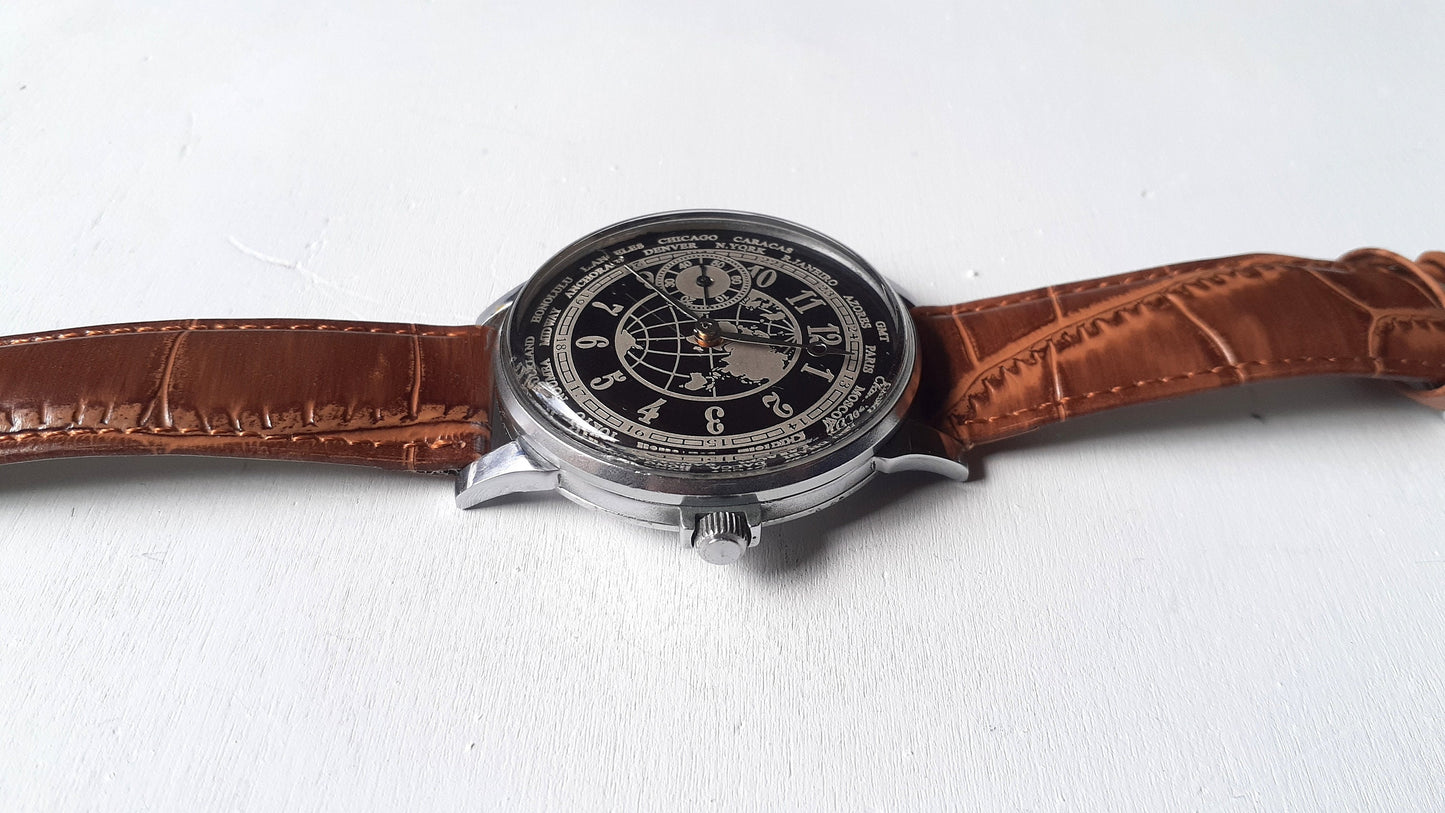 Soviet watch "Molnija" - Cities of the World, Vintage Watch ,Pocket watch, Ukraine watch, molnija wristwatch