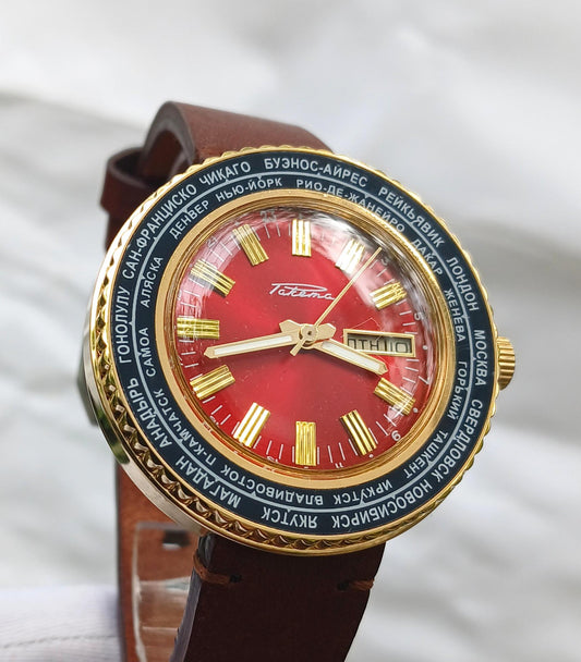 GMT watch, Cities watch, Soviet watch "Raketa" ,Mens watch ,Vintage Watch, Ukraine watch , Mechanical watch