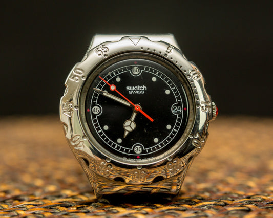 Swiss watch "Swatch" ,Vintage watch ,Mens watch ,Swatch Watch, lack white watch, watch men