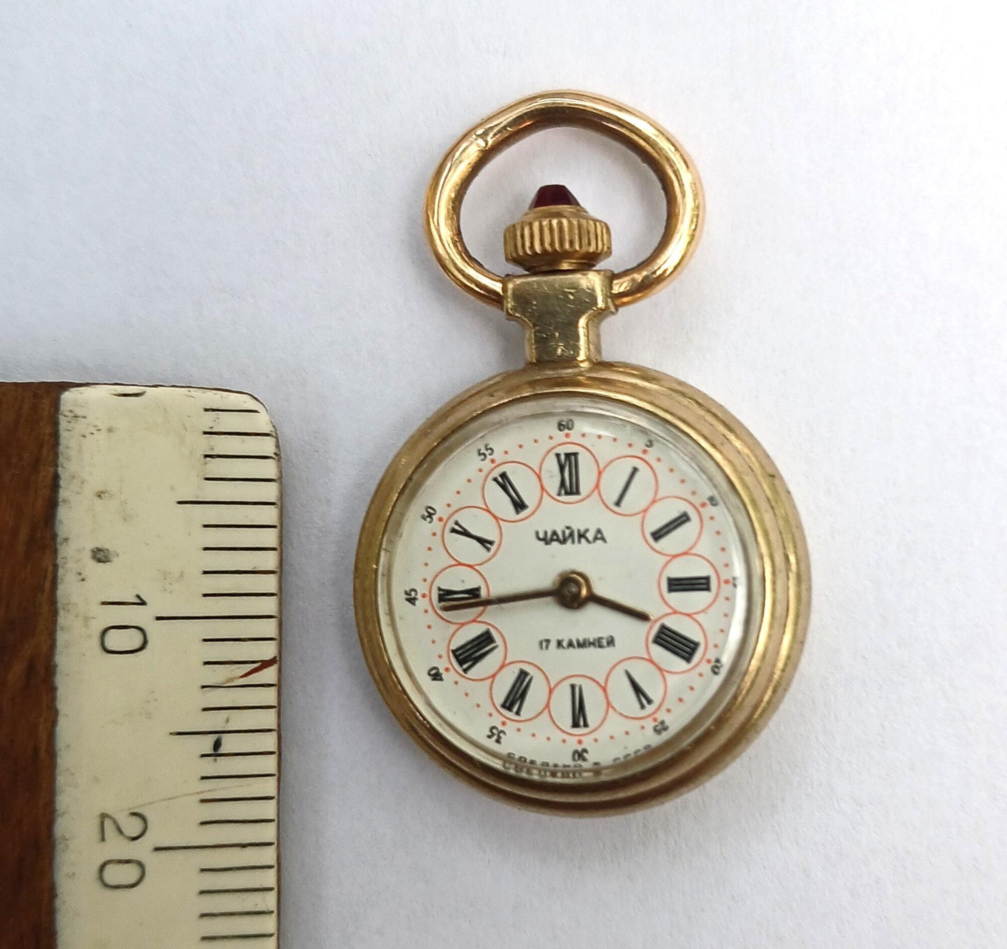Pendant watch "Chaika", Gold plated watch with enamel , gold watch ,Womens watch, Mechanical watch