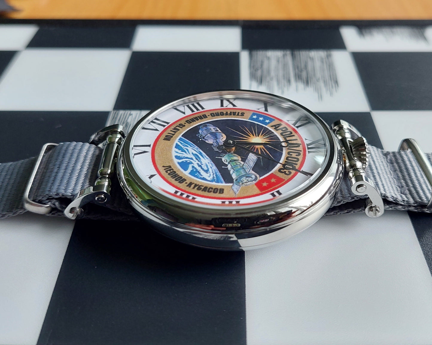 Soviet watch "Molnija"with dial - Soyuz-Apollo mission.