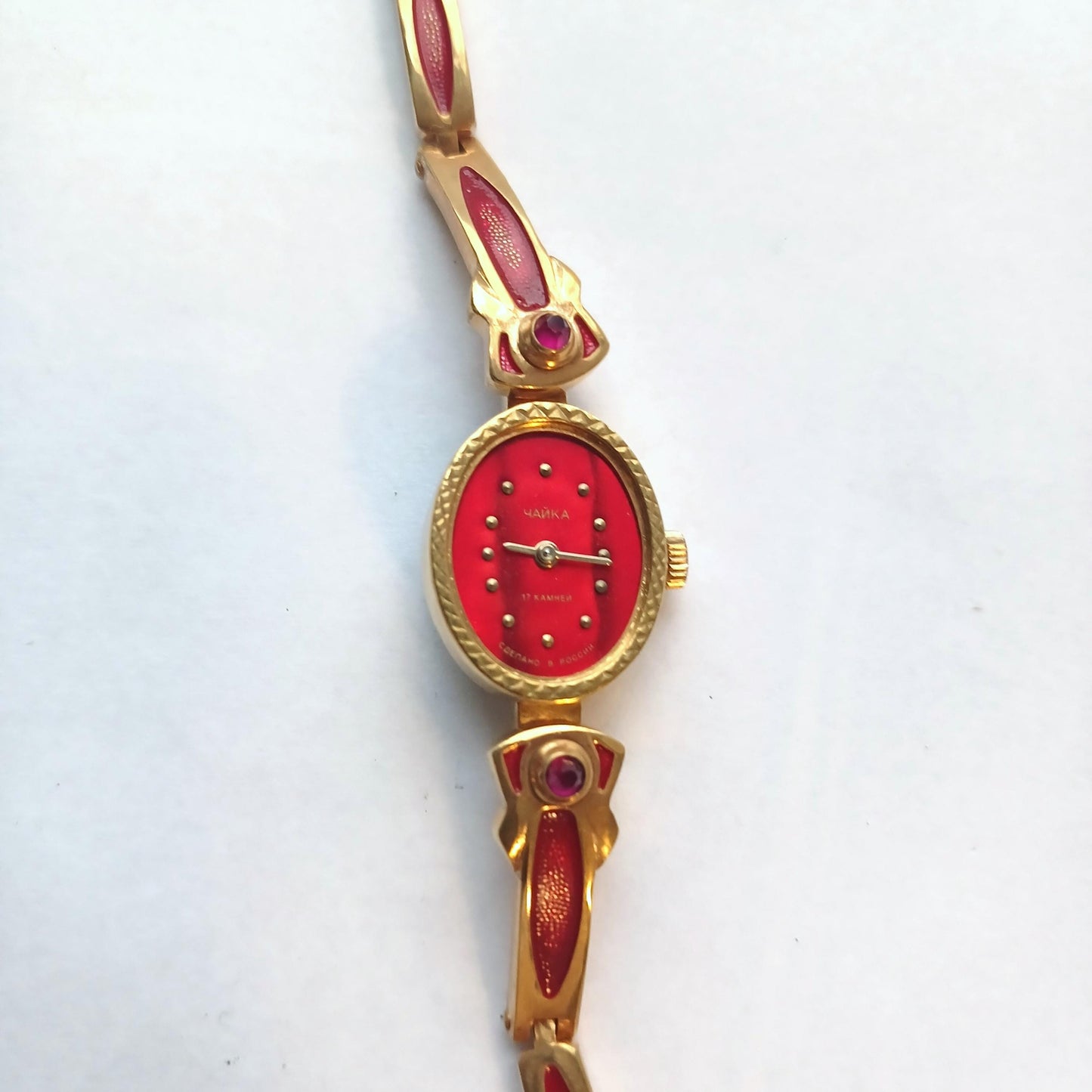 Soviet watch - "Chaika" with ruby stones in bracelet