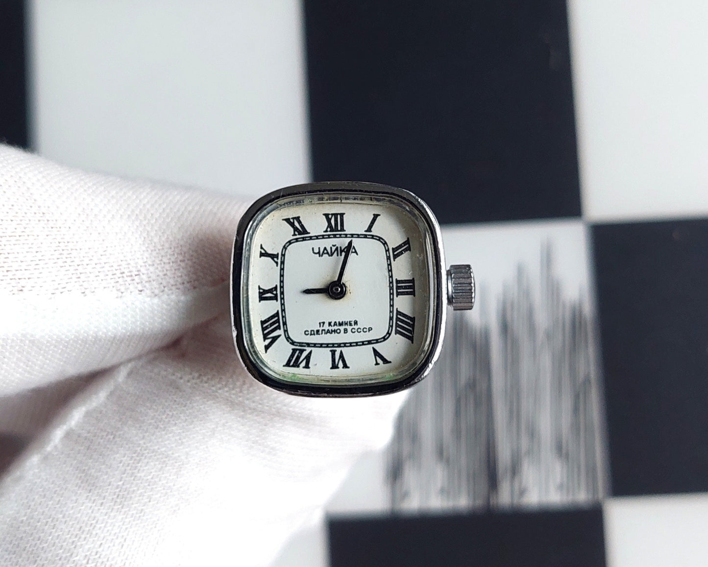 Watch ring "Chaika" ,Soviet watch ,Sterling Silver Ring watch